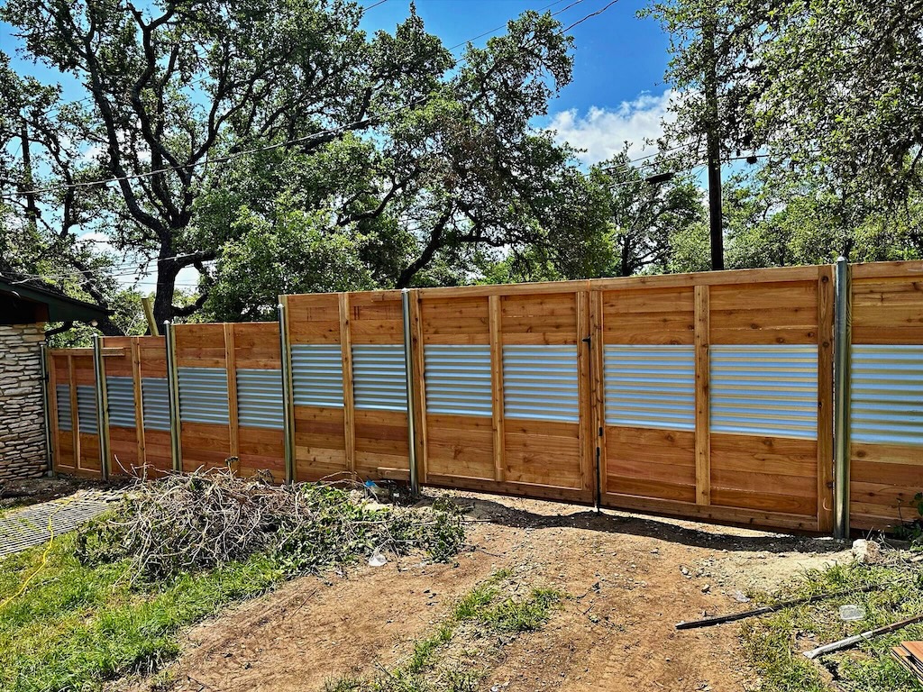 fence replacement austin modern wooden fence with corrugated metal sheet panels